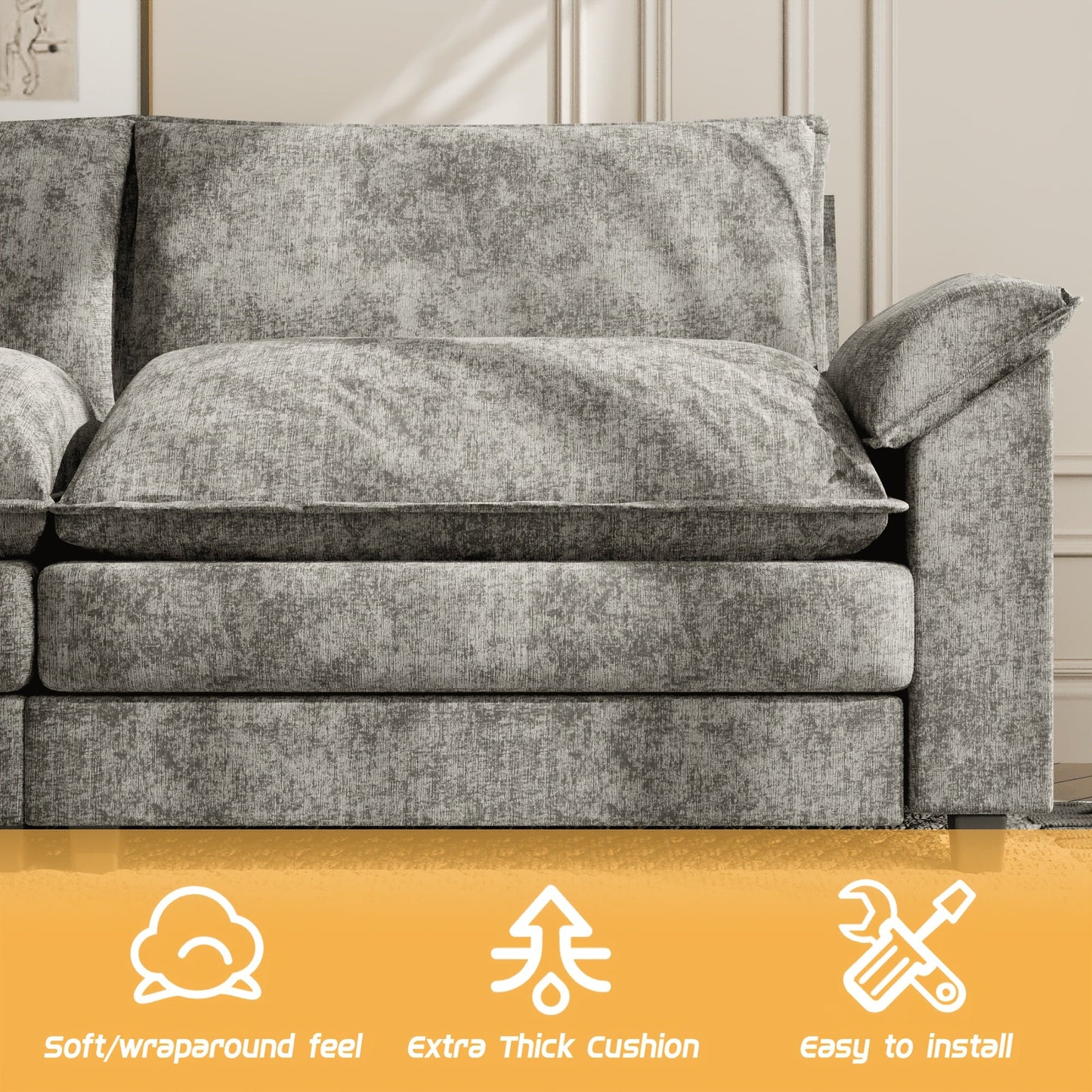Reversible Toffee 3-seat L-shaped Sectional Sofa with Movable Footrest from Local Warehouse