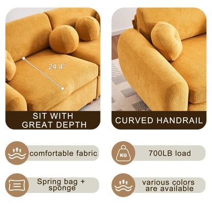 Modern Sofa For Living Room, 84" Green Chenille Sofa Couch, Sectional Love Seat Couch, Upholstered Sofa For Apatment Bedroom Home Office