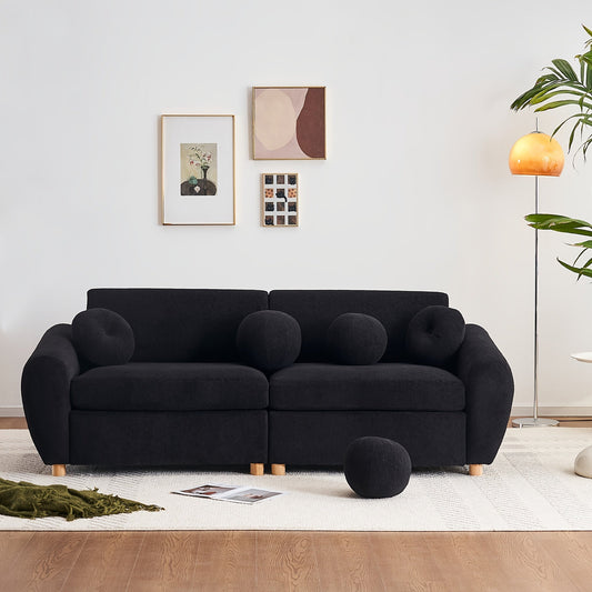Modern Sofa For Living Room, 84" Green Chenille Sofa Couch, Sectional Love Seat Couch, Upholstered Sofa For Apatment Bedroom Home Office